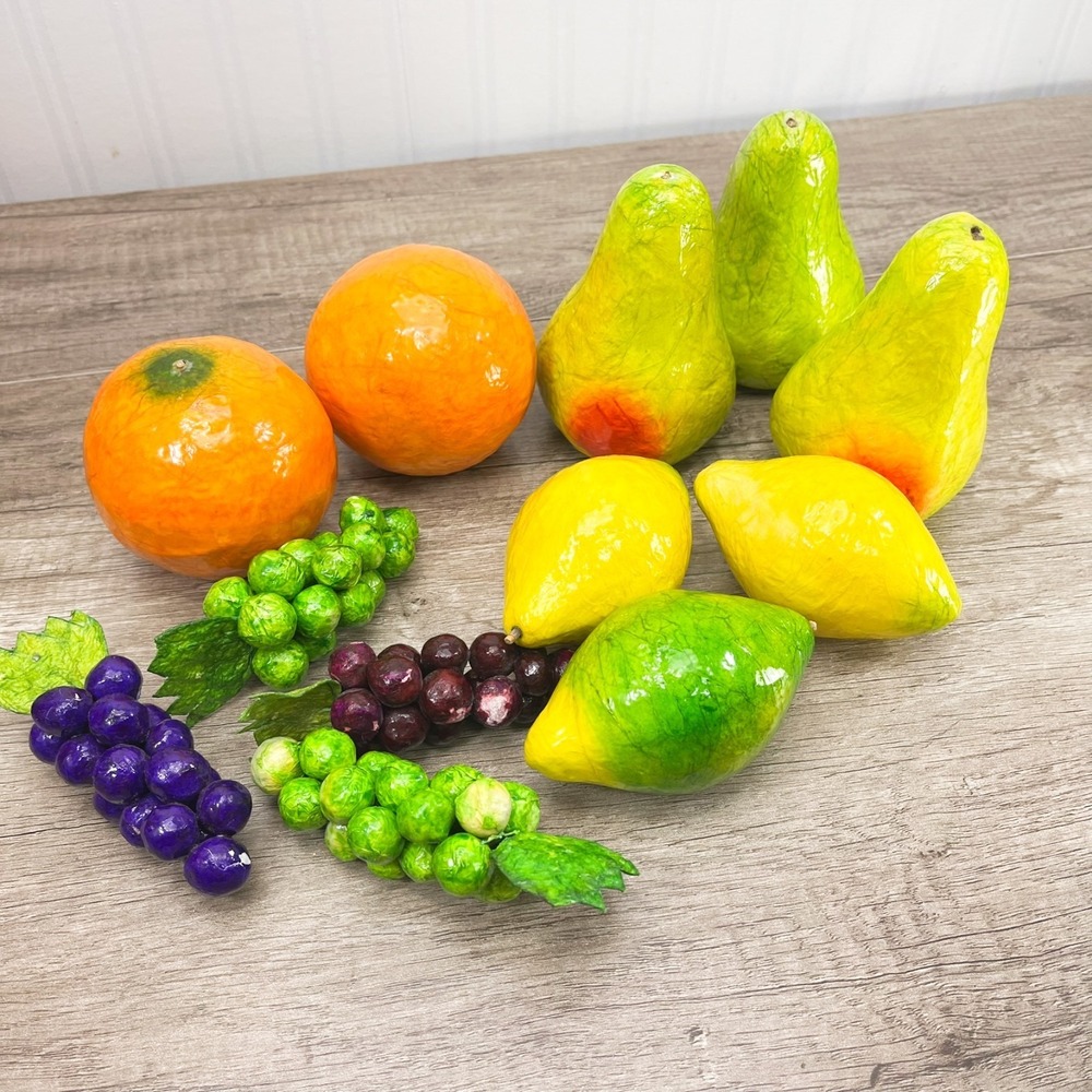 Vintage‎ Fake Fruit Handmade Paper Mache Glossy Fruit Folk Art Hecho En Mexico